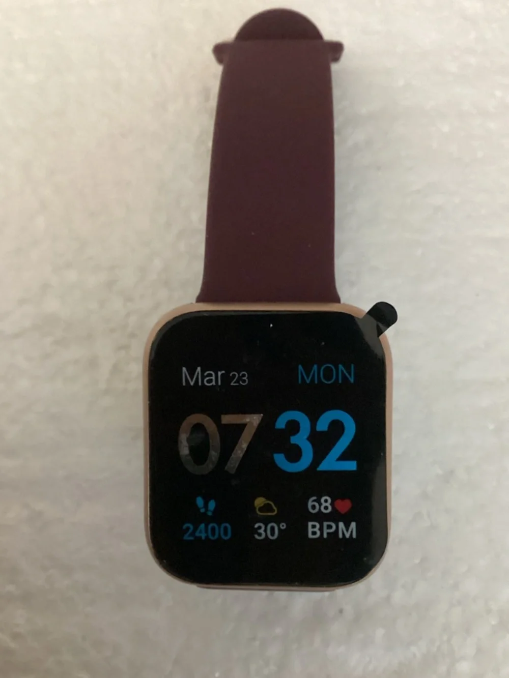 Air 3 Burgundy Silicone Strap Smartwatch with 3 in 1 Wireless Charging Station